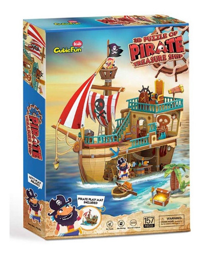 Puzzle 3d Pirate Treasure Ship 157 Pcs - Cubicfun