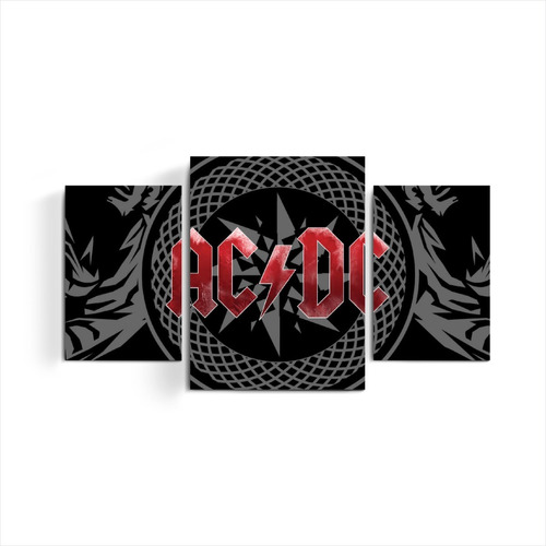 Cuadro Triptico Acdc Rock Metallica Queen Pink Floyd Deco