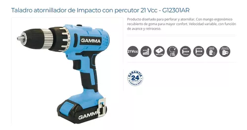 Taladro atornillador de Impacto con percutor - 21vcc