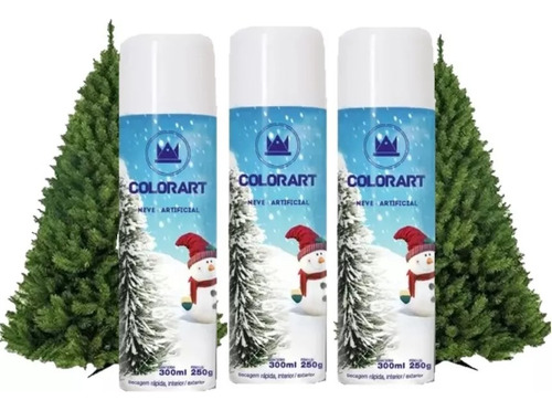 3 Spray Neve Artificial Colorart 300ml Decora Natal Arvore