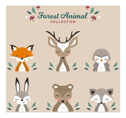 Kit Imprimible Animales Vector Nordico Bosque