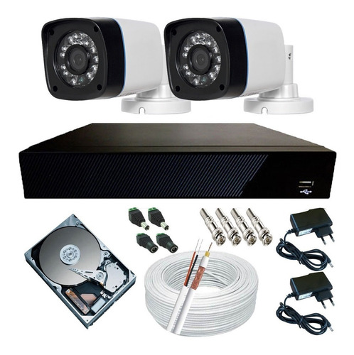 Kit Sistema De Vigilância  2 Câmeras E Dvr Compacto H.264