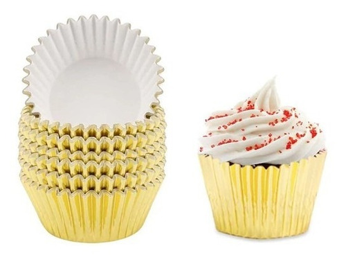 Capacillos De Cupcakes Dorados 50 Piezas