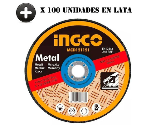 Set 10 Latas Total 100 Discos 1.2m Corte Metal Amoladora 4½