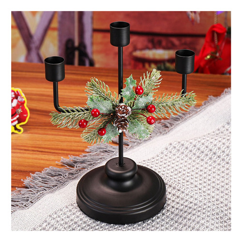 / Centro De Mesa For Velas Navideñas, Con 3 Candelabros En