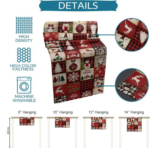 Table Runner Gnomes Snowman, Camino De Mesa De Lino Rojo, S