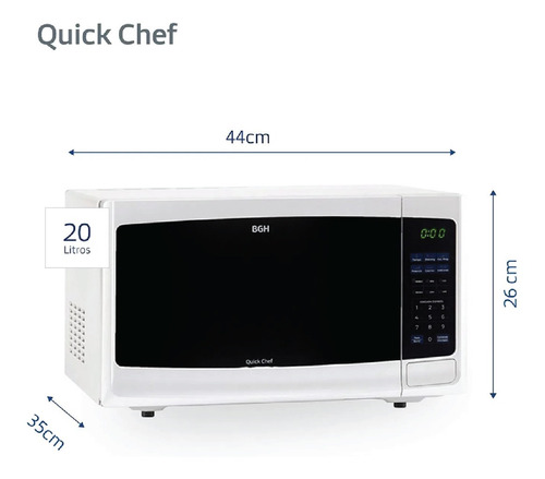 Imagen 2 de 10 de Microondas Bgh B120db9 Quick Chef 20lts Digital Lh Cuota