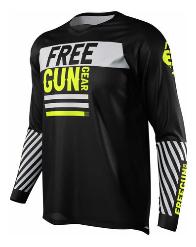 Remera Motocross Freegun Negra Fluo 22