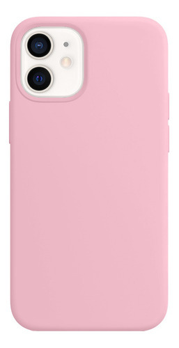 Capa Capinha Silicone Veludo Compatível Com iPhone 12 Mini Cor Rosa-chiclete