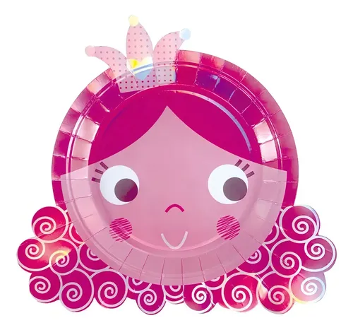 Platos Descartables Princesa Holográfico 22cm Pack 6 Party
