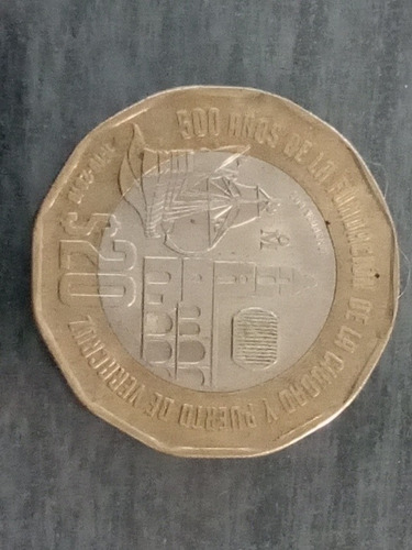 Moneda Conmemorativa De Los 500 Años Del Puerto De Veracruz