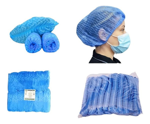 Polainas Antideslizante 100 Unidades+gorro Oruga 100 Unidade