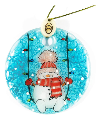 Bolla Glass Art - Adorno De Muneco De Nieve, Vidrio Fundido,