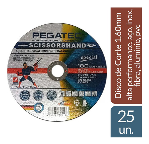 Disco De Corte Inox Scissorshand Pegatec 7 X 1,60mm 25 Un.