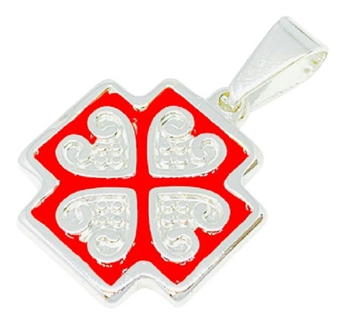 Dije Cruz Equilibrio Corazones 32mm Acero Blanco Ado 024