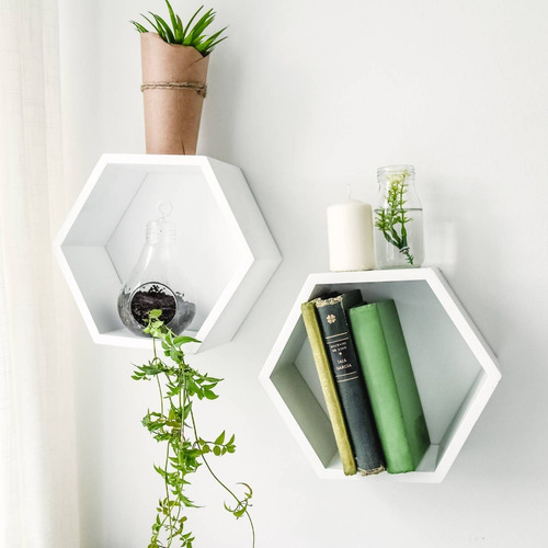 Repisa Mdf 27x23 Cm Hexagonal Blanco Afj