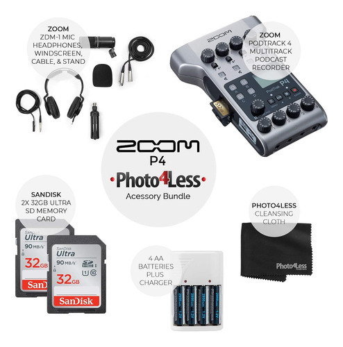 Grabador De Podcasts Multipista Portátil Zoom Podtrak P4 + 2