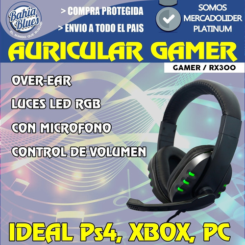 Auricular Gamer Led Rgb Microfono Pc Ps4 Xbox Gaming Cuotas