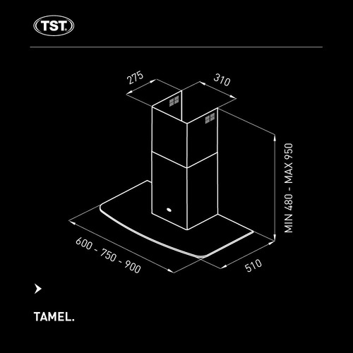 Campana De Cocina Tst Tamel 60cm. 3 Velocidades Luz Led Cuot