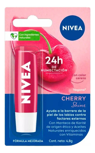 Nivea Protector Labial Cherry Shine Humectante 4.8 G