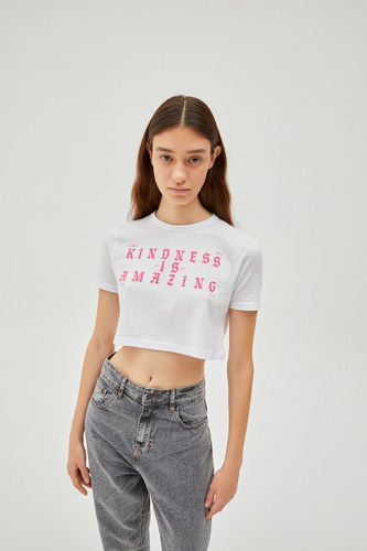 Remera Cher Mix Kindness Color Blanco Para Mujer 