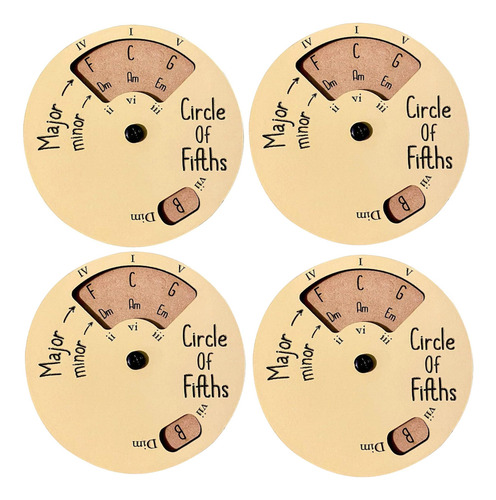 4 Pcs Rueda Círculo Quintas,rueda Acordes Madera