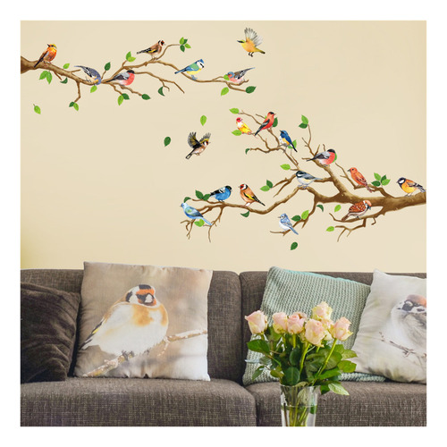 Pegatinas De Pared Con Diseño De Pájaros Con Ramas En V Para