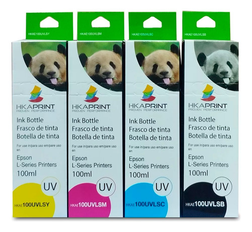 Tinta Compatible 100ml Hkaprint Para Epson Serie L Pack X4