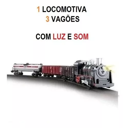 Trem de Brinquedo com Trilhos Elétrico Ferrorama Locomotiva com Luz e Som