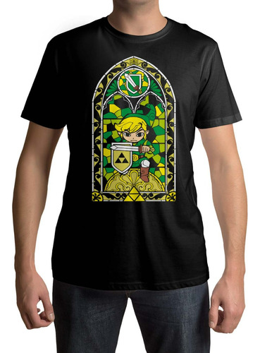 Playera Gamer Legend Of Zelda Vitral Link &0046gm