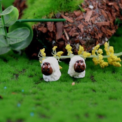 Kit Com 10 Ovelhas Miniaturas Terrários Mini Jardim Fadas