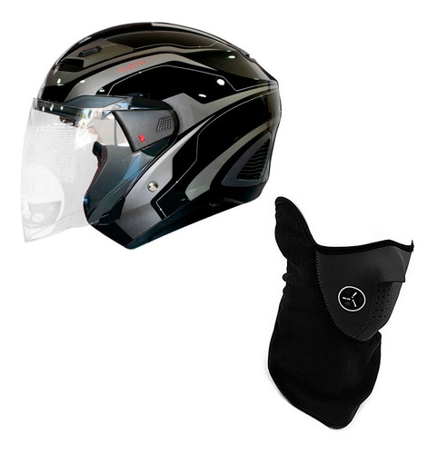 Conjunto Combo Casco Abierto Moto + Mascara Polar Abrigo