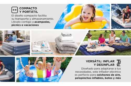 Inflador Portátil Eléctrico Gadnic Ajustable Usb 600 L/min