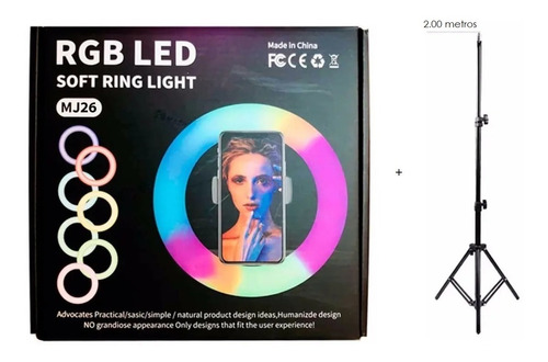 Aro Luz 26 Cm + Tripode Profesional Rgb Led 2.00m Altura 