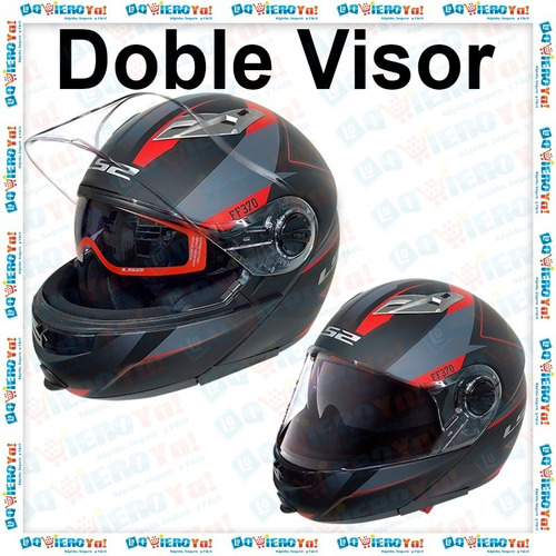 Imagen 3 de 9 de Casco Moto Rebatible Ls2 Doble Visor 370 Stripe Mate Black C/ Gráficas