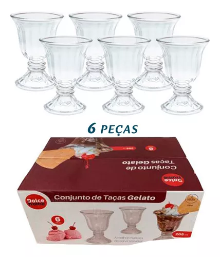 Jogo 4 Taça de Vidro Sobremesa Sorvete Milkshake Gelato Dolce Home