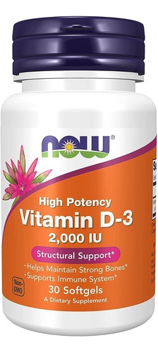 Vitamina D-3 2.000 Ui, 30softgels Now ,