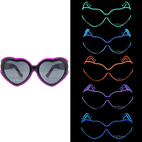 Lentes Corazon Luz Led Neón Fiestas Neón Cotillón Luminoso