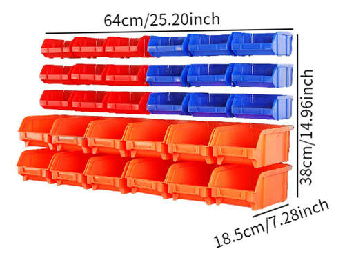 30 Pieces Wall Mounted Storage Bins Parts Rack Shop Tool
