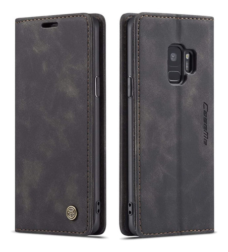 Funda Negra Tipo Billetera Para Galaxy S9