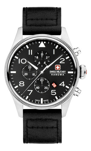 Reloj Swiss Military Smwgc0000401 Para Hombre Cronografo Color de la malla Negro Color del bisel Plateado Color del fondo Negro