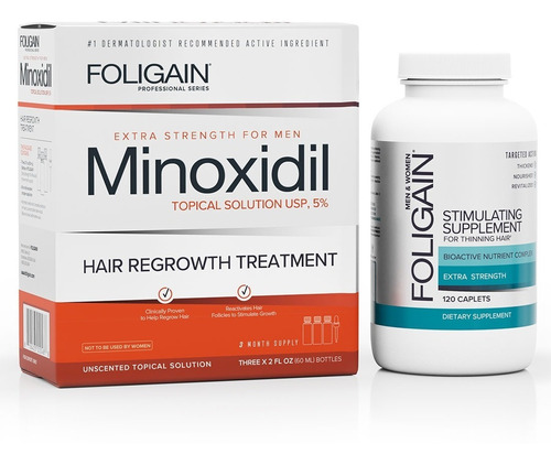 Foligain Minoxidil 5% 3 Meses + 120 Tabletas Para El Cabello