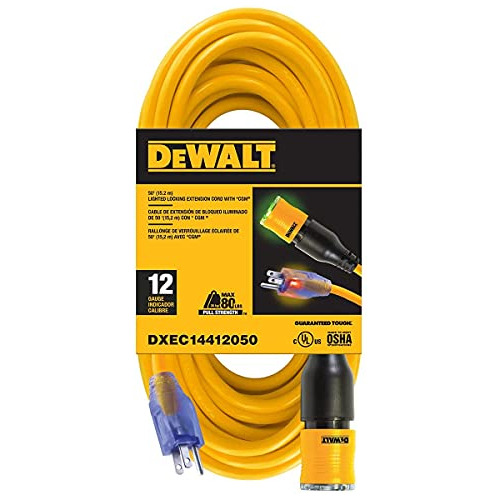 Dewalt Cable De Extensión Iluminado Sjtw De 50 Pies, 12/3 Co