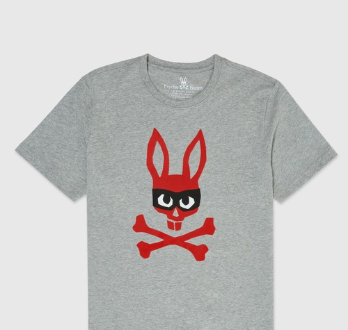 Playera Marca Psycho Bunny Color Gris Talla 6 Y 7 