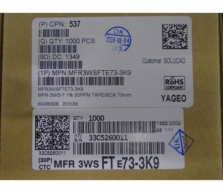 Resistor 3k9 3w 1% Pr03 - Caixa Com 1.000 Pçs