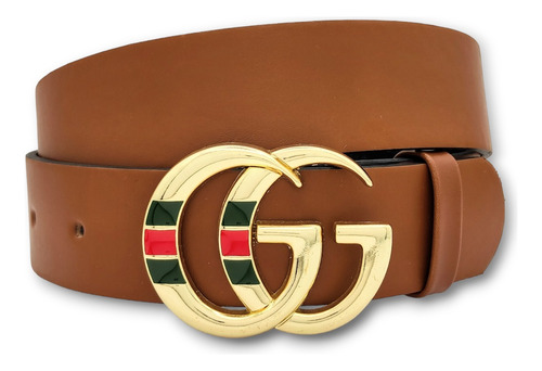 Cinturon Gg Moda Unisex Camel Diseño De La Tela Hebilla Gg Web Oro Talla Xs