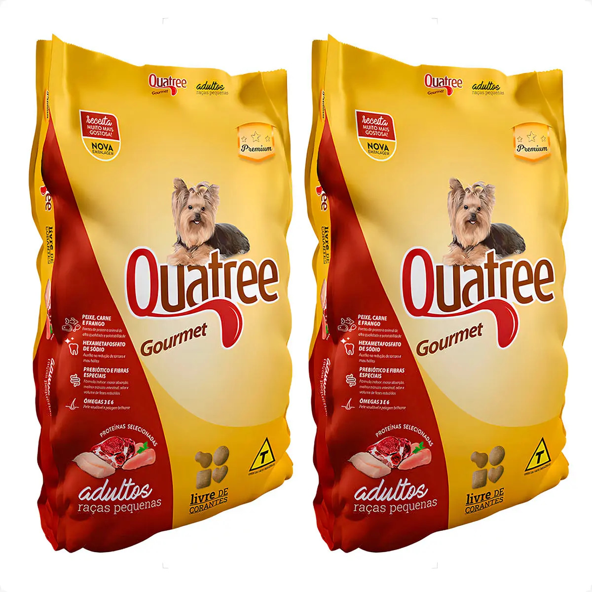 2 Ração Seca Quatree Gourmet Cães Adultos Raças Pequenas 3kg