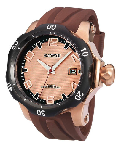Relógio Magnum Masculino Ma35173x Rosé Pulseira Silicone