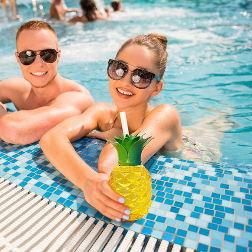 Vaso Para Beber De Piña De 6 Piezas Con Fiesta De Verano