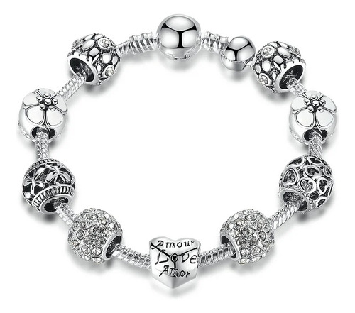 Pulsera Charms Bañada En Plata